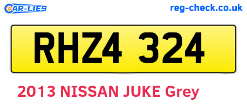 RHZ4324 are the vehicle registration plates.