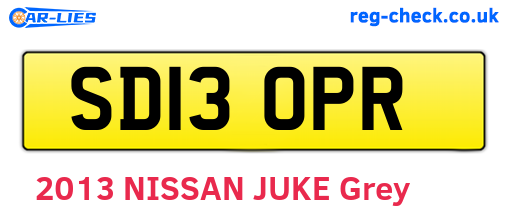 SD13OPR are the vehicle registration plates.