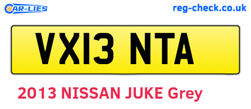 VX13NTA are the vehicle registration plates.