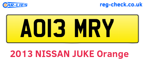 AO13MRY are the vehicle registration plates.
