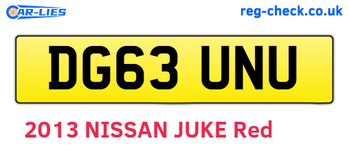 DG63UNU are the vehicle registration plates.