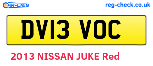 DV13VOC are the vehicle registration plates.