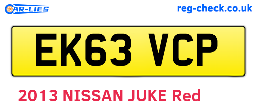 EK63VCP are the vehicle registration plates.