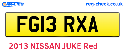 FG13RXA are the vehicle registration plates.
