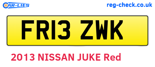 FR13ZWK are the vehicle registration plates.