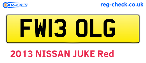 FW13OLG are the vehicle registration plates.