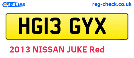 HG13GYX are the vehicle registration plates.