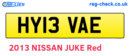HY13VAE are the vehicle registration plates.