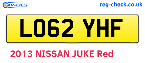 LO62YHF are the vehicle registration plates.
