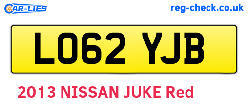 LO62YJB are the vehicle registration plates.