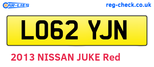 LO62YJN are the vehicle registration plates.
