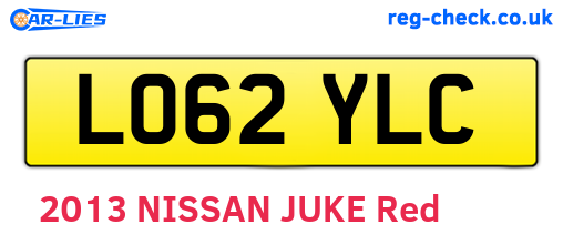 LO62YLC are the vehicle registration plates.