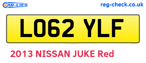 LO62YLF are the vehicle registration plates.