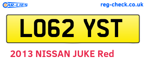 LO62YST are the vehicle registration plates.