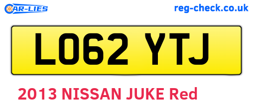 LO62YTJ are the vehicle registration plates.