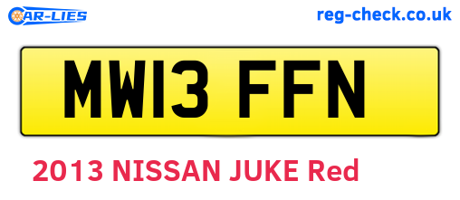 MW13FFN are the vehicle registration plates.