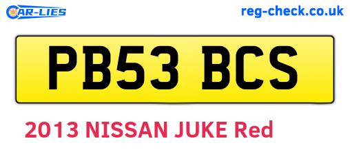 PB53BCS are the vehicle registration plates.