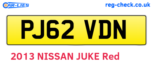 PJ62VDN are the vehicle registration plates.