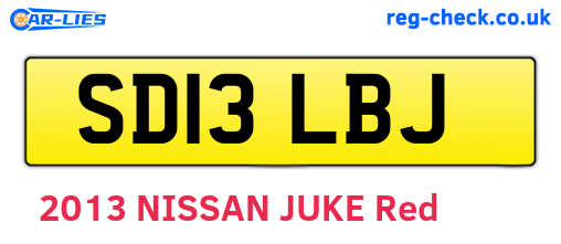 SD13LBJ are the vehicle registration plates.