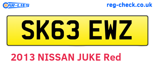 SK63EWZ are the vehicle registration plates.