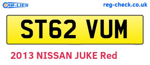 ST62VUM are the vehicle registration plates.