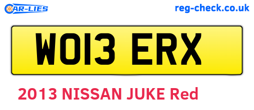 WO13ERX are the vehicle registration plates.