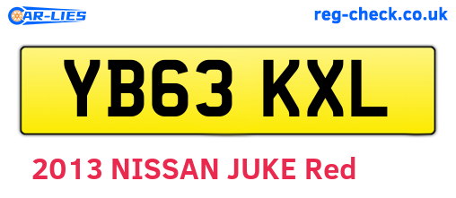 YB63KXL are the vehicle registration plates.