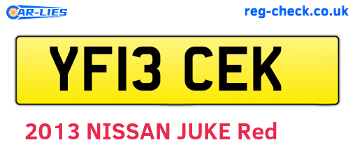 YF13CEK are the vehicle registration plates.