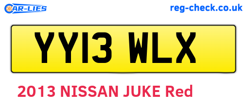 YY13WLX are the vehicle registration plates.