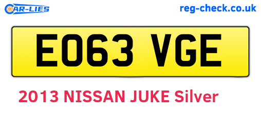 EO63VGE are the vehicle registration plates.