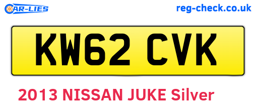 KW62CVK are the vehicle registration plates.