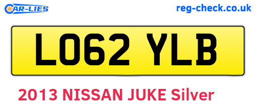 LO62YLB are the vehicle registration plates.