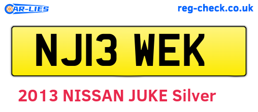 NJ13WEK are the vehicle registration plates.