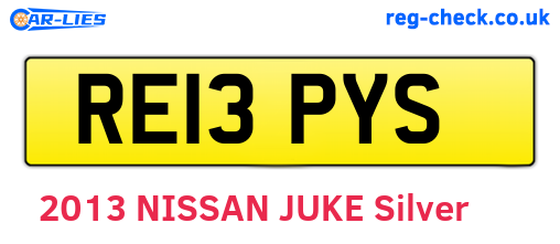 RE13PYS are the vehicle registration plates.