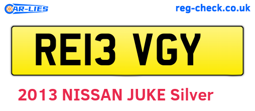 RE13VGY are the vehicle registration plates.