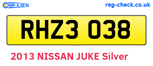 RHZ3038 are the vehicle registration plates.