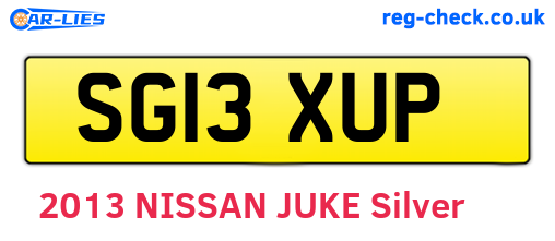 SG13XUP are the vehicle registration plates.