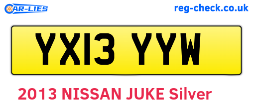 YX13YYW are the vehicle registration plates.