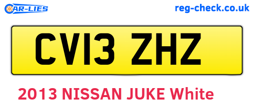 CV13ZHZ are the vehicle registration plates.