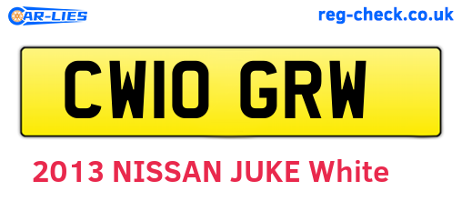 CW10GRW are the vehicle registration plates.