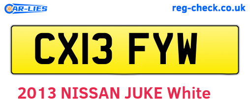 CX13FYW are the vehicle registration plates.
