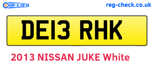 DE13RHK are the vehicle registration plates.