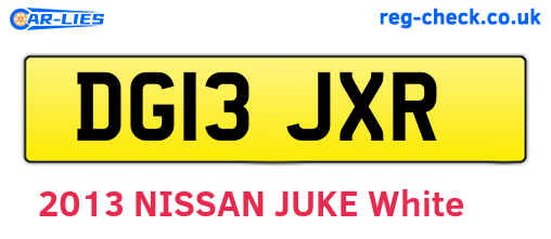 DG13JXR are the vehicle registration plates.