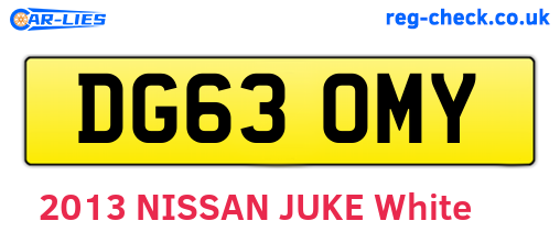 DG63OMY are the vehicle registration plates.