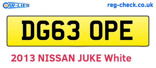 DG63OPE are the vehicle registration plates.