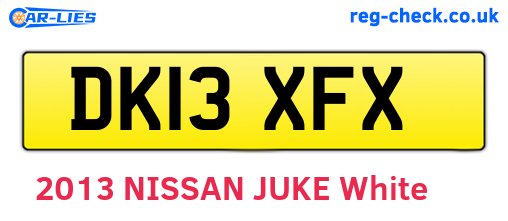 DK13XFX are the vehicle registration plates.