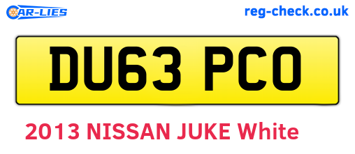 DU63PCO are the vehicle registration plates.