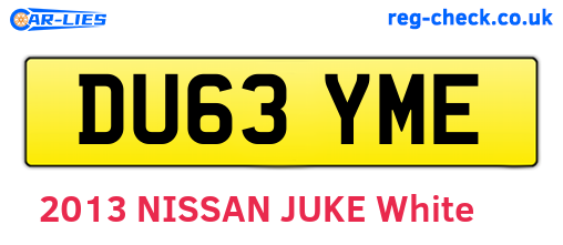 DU63YME are the vehicle registration plates.