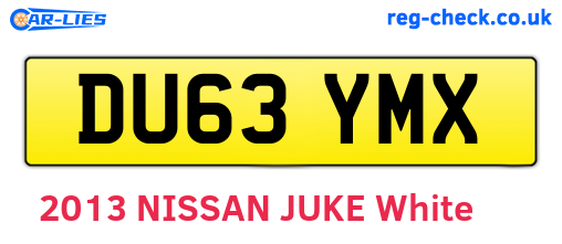 DU63YMX are the vehicle registration plates.