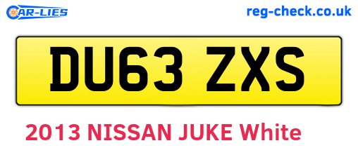 DU63ZXS are the vehicle registration plates.